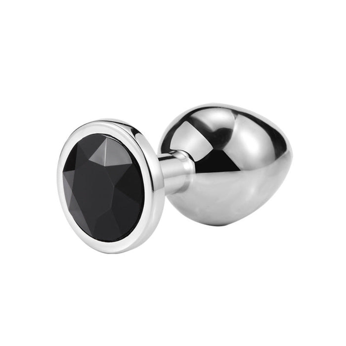 Large Black Clear Gem Base Butt Plug