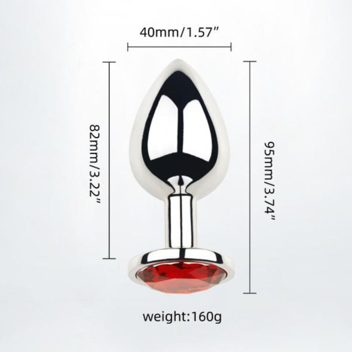 Large Black Clear Gem Base Butt Plug