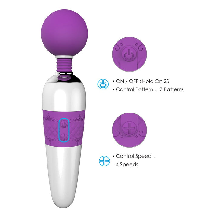 28-Mode Purple Vibrating Wand Massager
