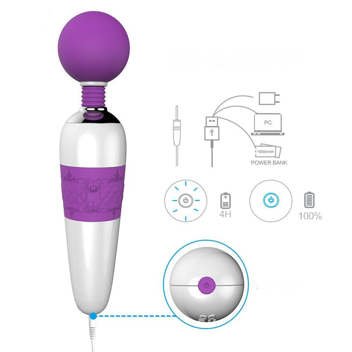 28-Mode Purple Vibrating Wand Massager