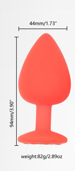Large Pink Silicone Butt Plug with Gem Base